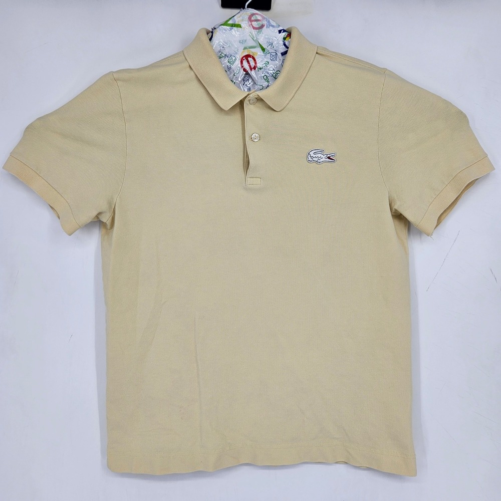 Lacoste Live Polo Shirt Mens 4 Medium Short Sleeve Croc Casual Pastel Yellow